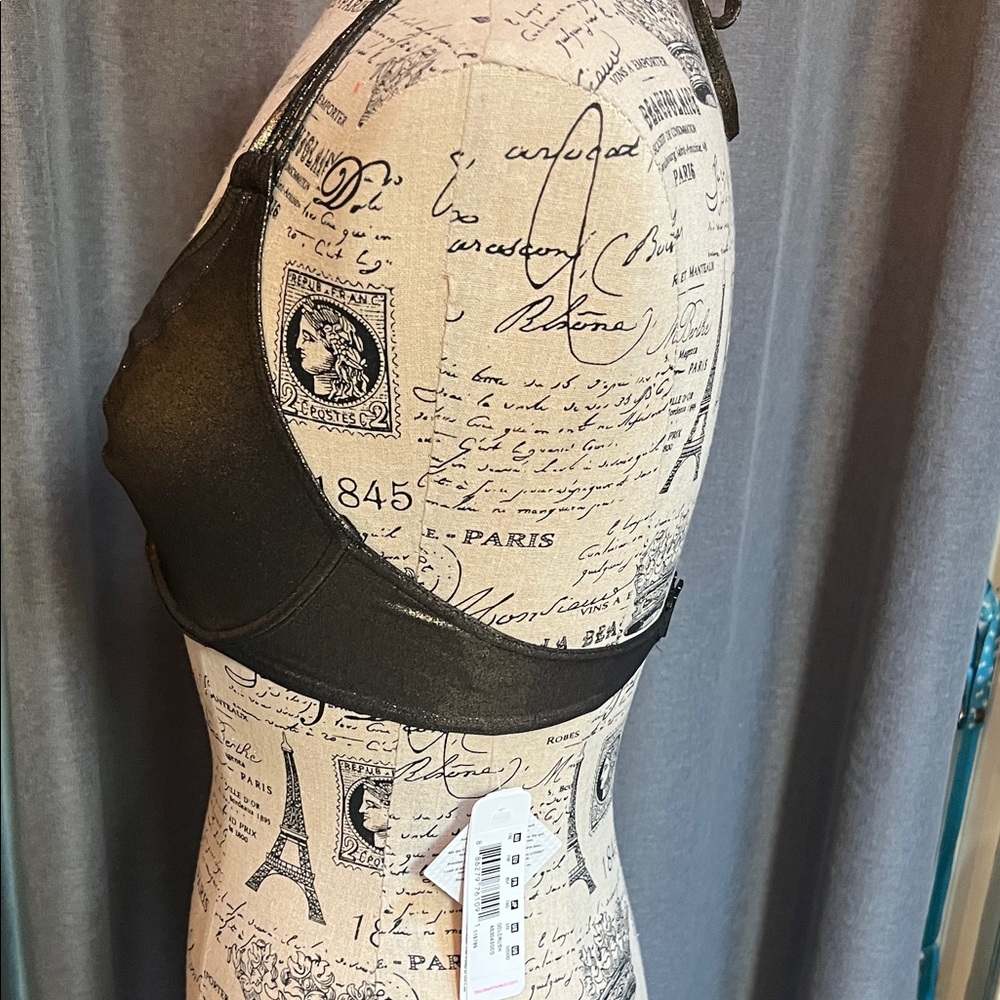 Freya Black and Gold Halter Bra - Picture 3 of 9